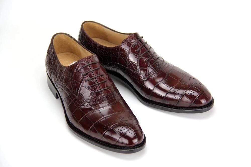 Crocodile Shoes Brown Genuine Crocodile Belly Leather Formal Lace-up Shoes For Men,Goodyear Sole