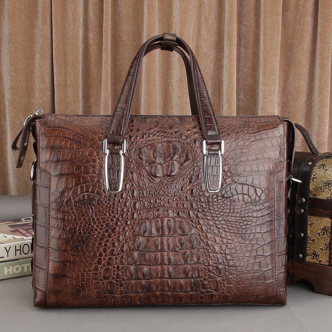 Men's  Crocodile Skin Leather Briefcase Business Large Document Bags