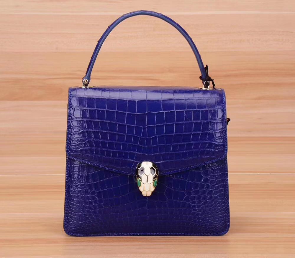 Classic Genuine Crocodile Leather Women Chain Crossbody Bag Flap Shoulder Bag