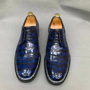Crocodile Shoes Men's Crocodile Leather Norwegian Stitch Lace-Up Shoes