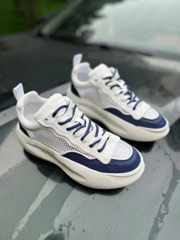 Crocodile Shoes Couples Shoe White  Crocodile Leather Sneaker Shoes Blue