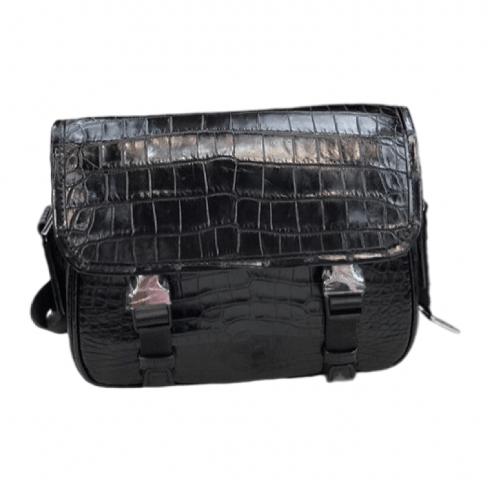 Crocodile Leather Postman Bag, Mens  Messenger Business  Shoulder Bag Small