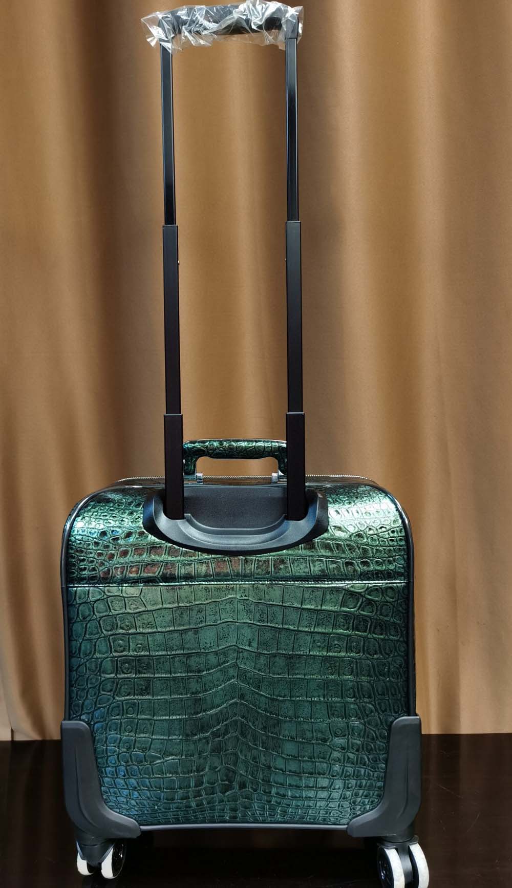 Crocodile Leather 15 in -Mini Carry- On Luggage Dark Green