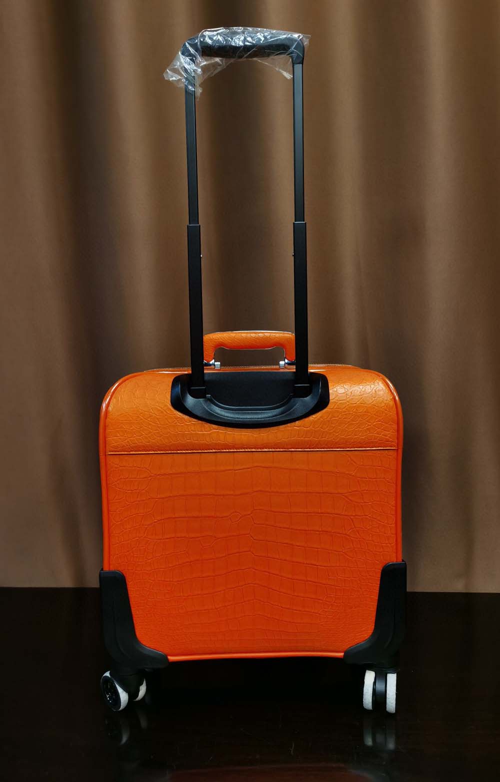 Crocodile Leather 15 in -Mini Carry- On Luggage Orange