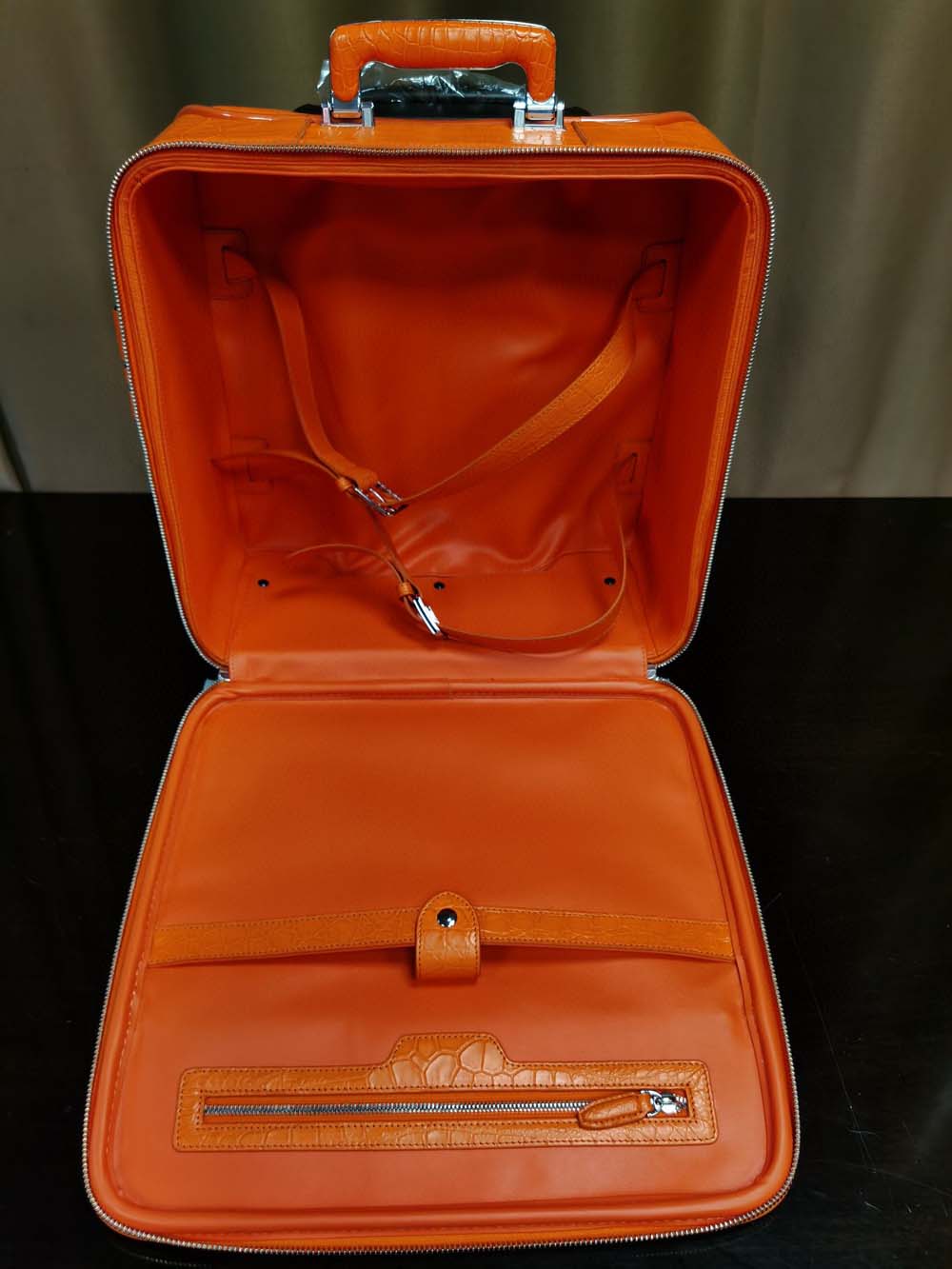 Crocodile Leather 15 in -Mini Carry- On Luggage Orange