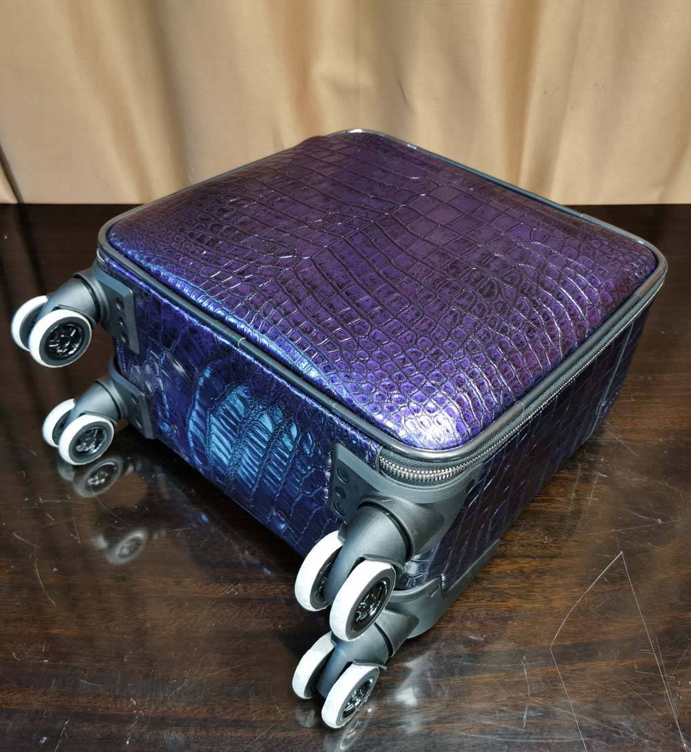 Crocodile Leather 15 in -Mini Carry- On Luggage Purple