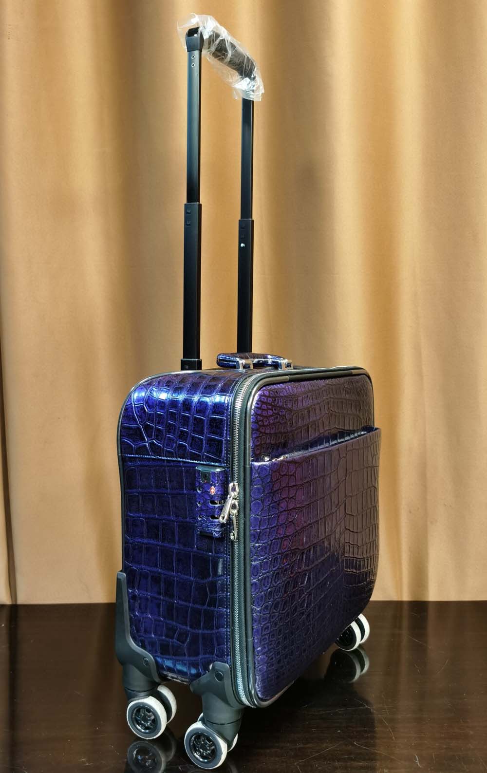 Crocodile Leather 15 in -Mini Carry- On Luggage Purple