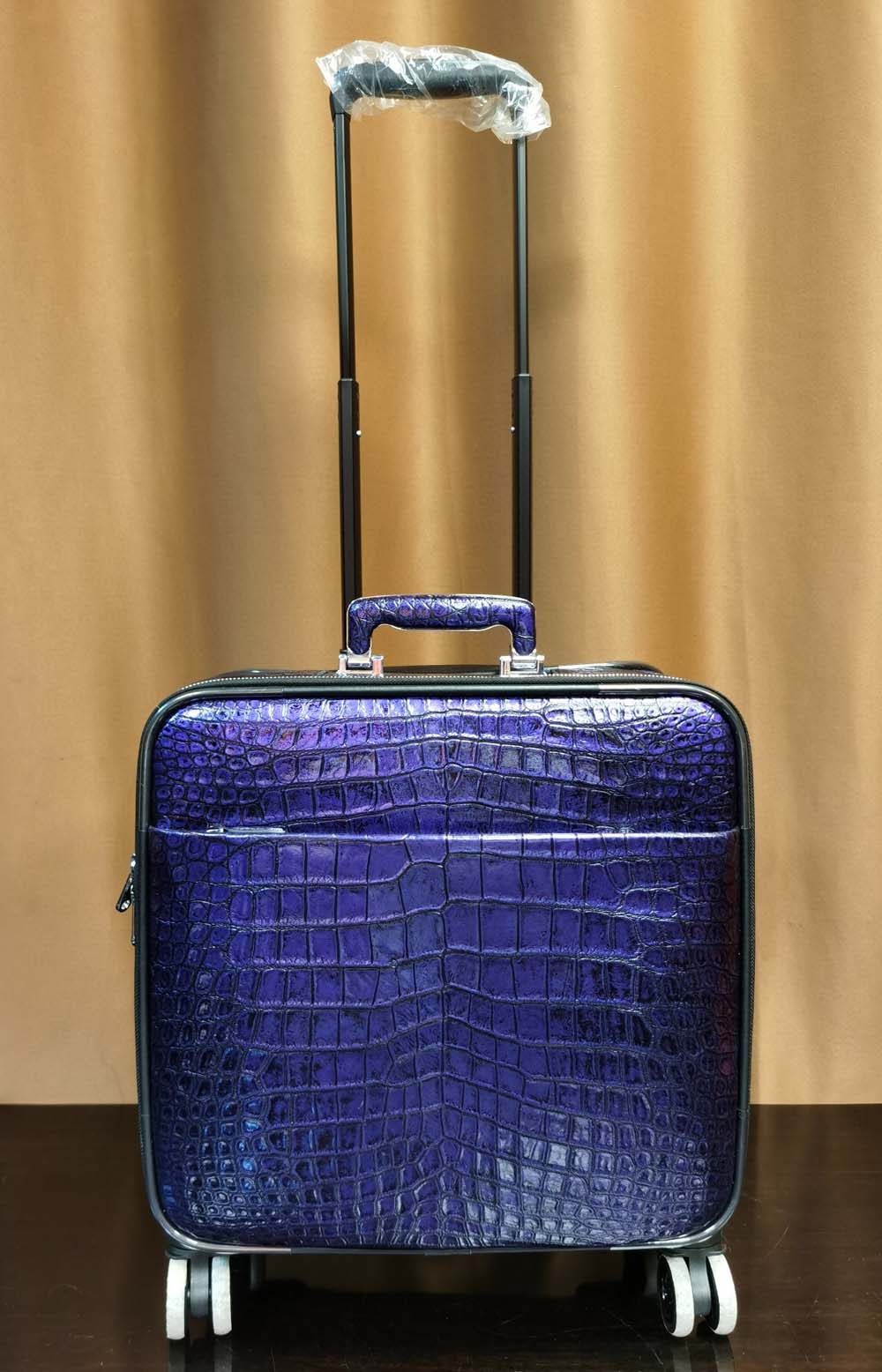 Crocodile Leather 15 in -Mini Carry- On Luggage Purple