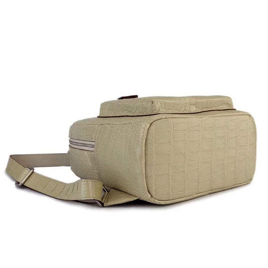 Crocodile Leather Backpack  Cream For Women