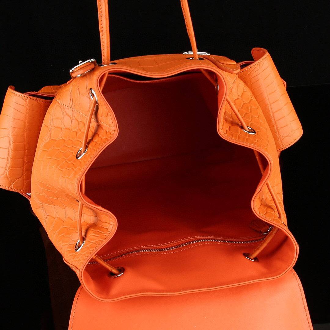 Crocodile Leather Backpack Orange