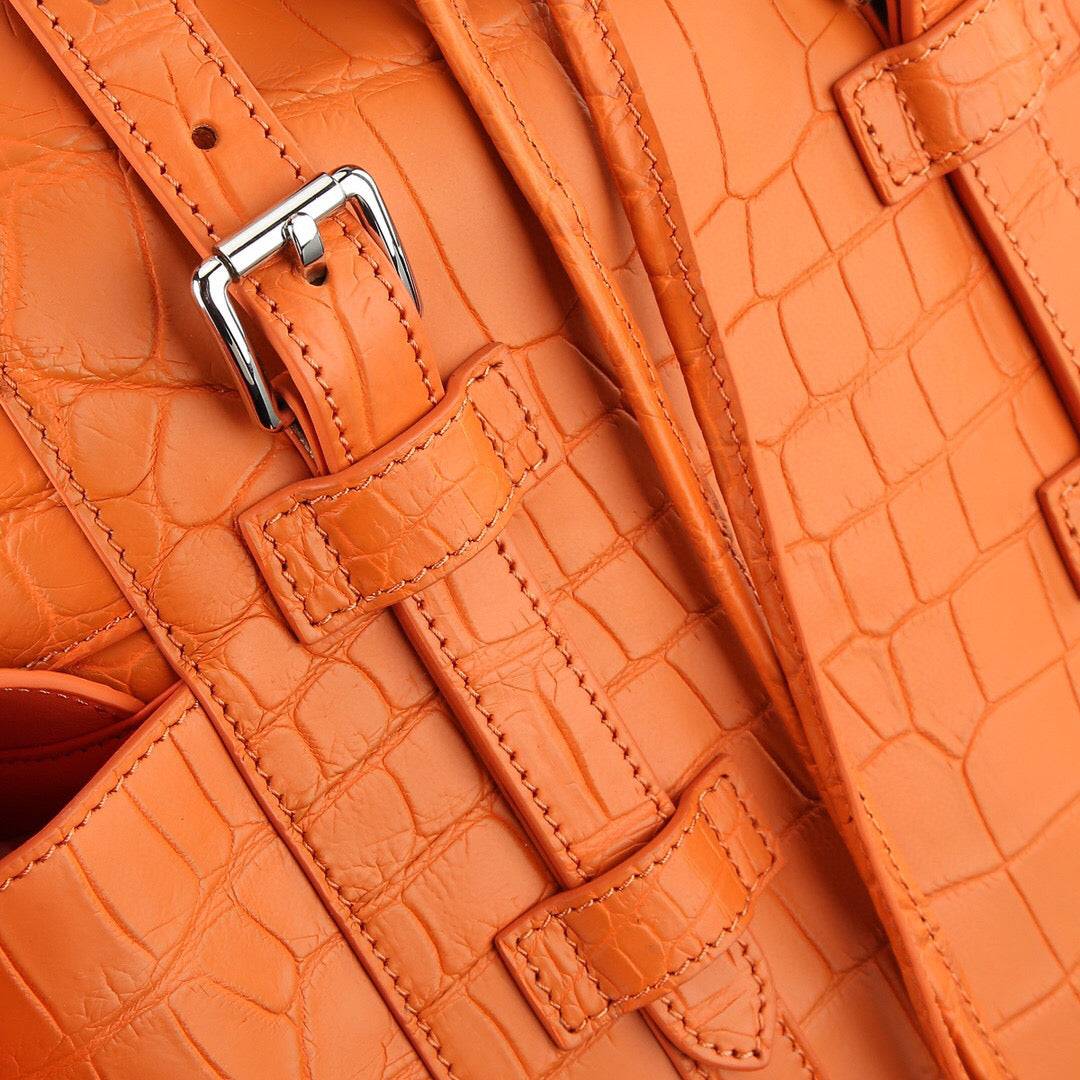 Crocodile Leather Backpack Orange