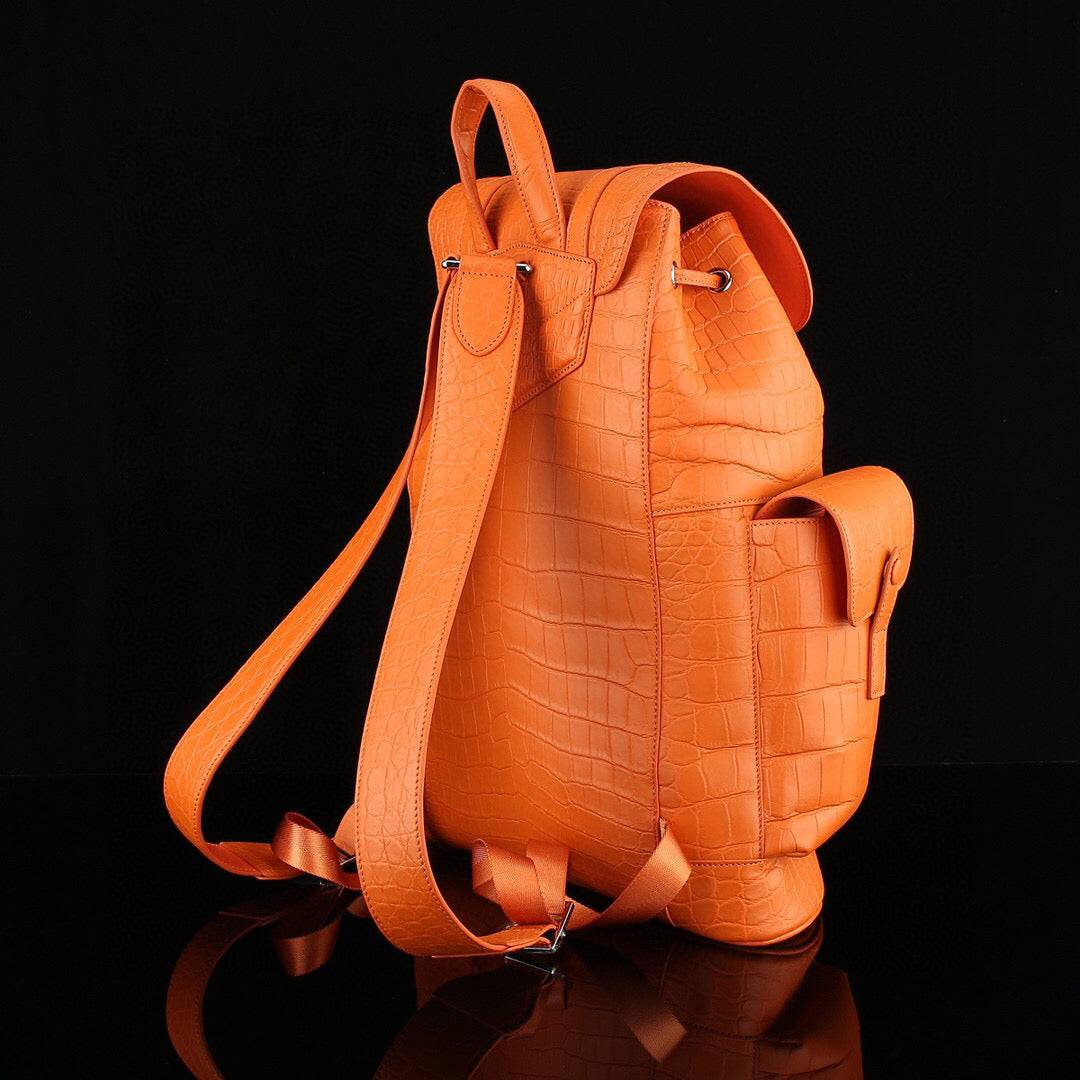 Crocodile Leather Backpack Orange