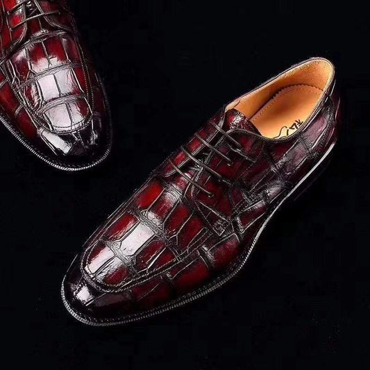 Crocodile Shoes Mens Crocodile Leather Brogue Wingtip Dress Slip On  Dress Shoes