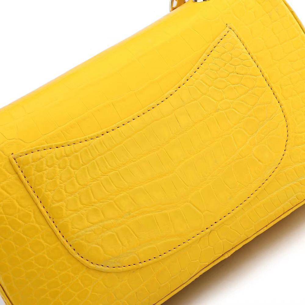 Crocodile Leather Classic Flap Chain Shoulder Bags For Women Yellow