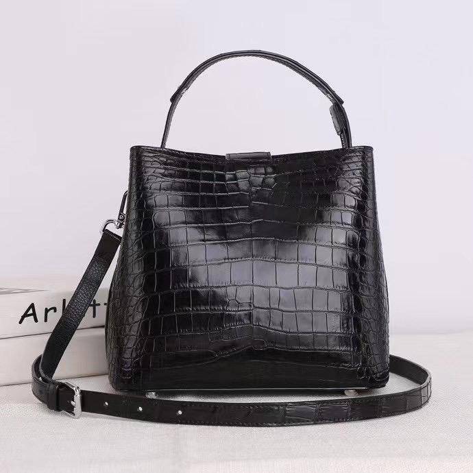 Crocodile Leather Hobo Shoulder Barrel Crossbody Messenger Bags