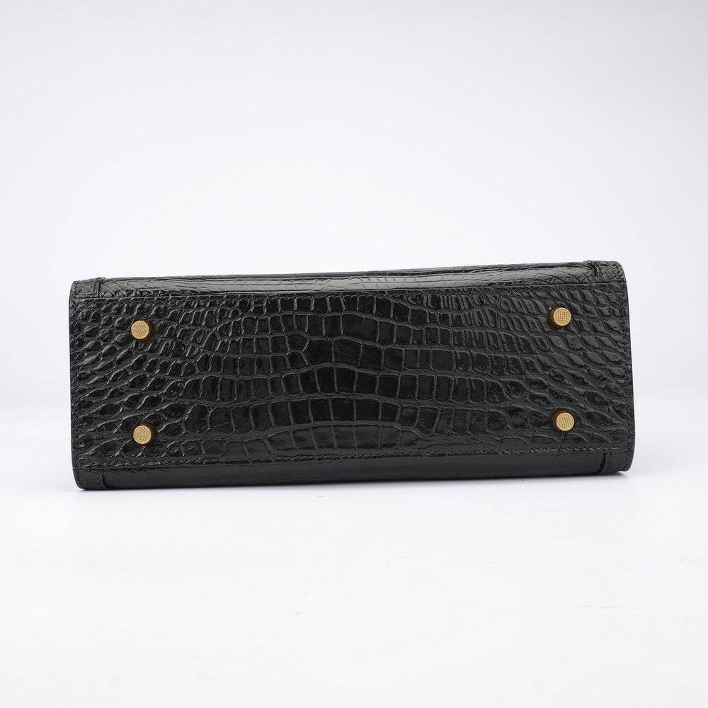 Crocodile Leather Micro Top Handle Cross Body Bag