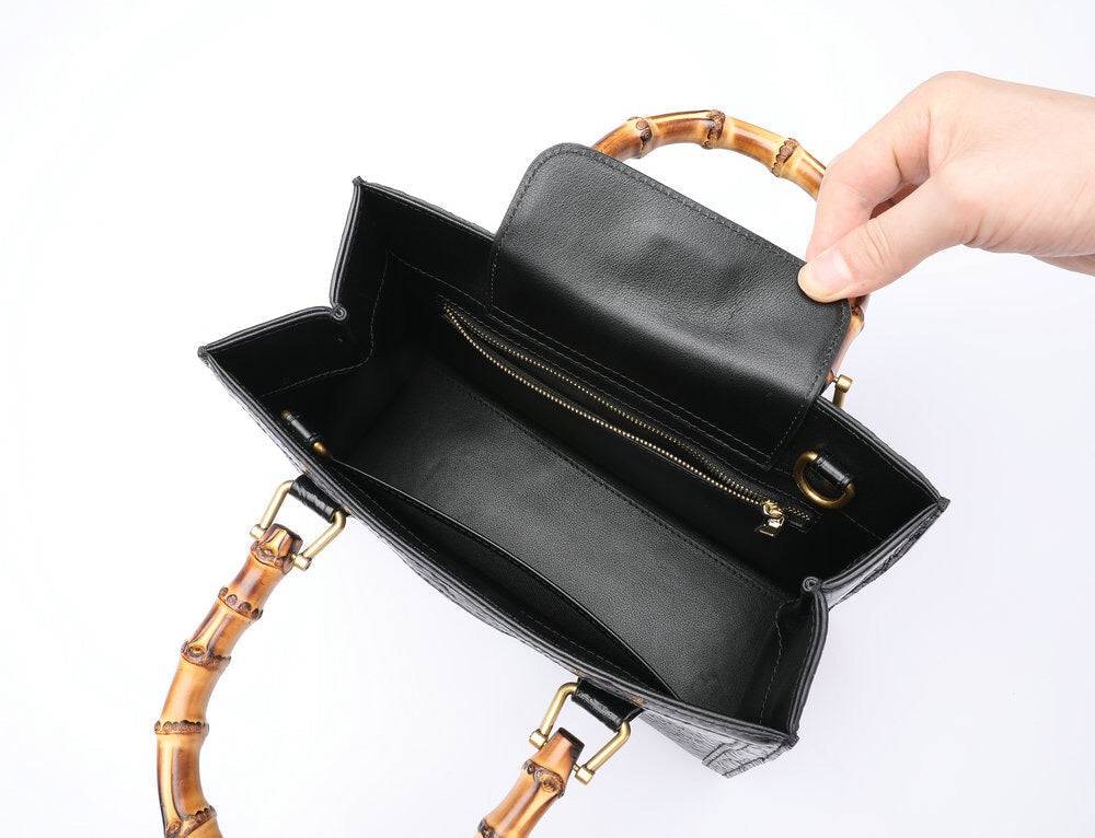 Crocodile Leather Micro Top Handle Cross Body Bag