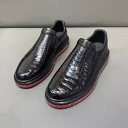 Crocodile Shoes Preorder Crocodile Leather Loafer Shoes ,Soft Air Cushion Loafers  Increased Men's Shoes-Black, Comfortable Lightweight Slip-On Walking Shoes
