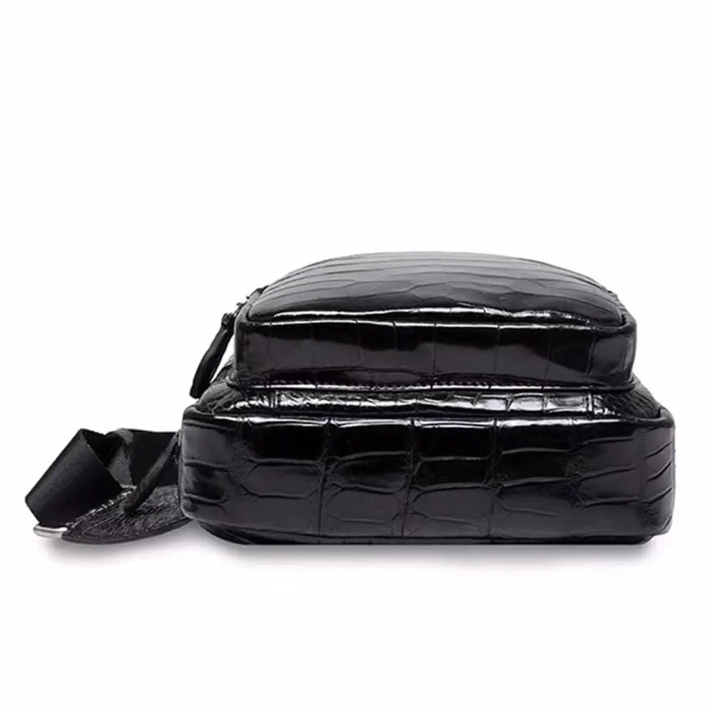 Crocodile Leather Men's Sling Chest Bag Messenger Shoulder Travel Hiking Handbags