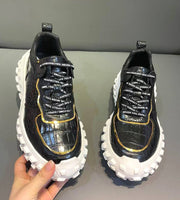 Crocodile Shoes Crocodile Leather Rubber Platform Sneakers