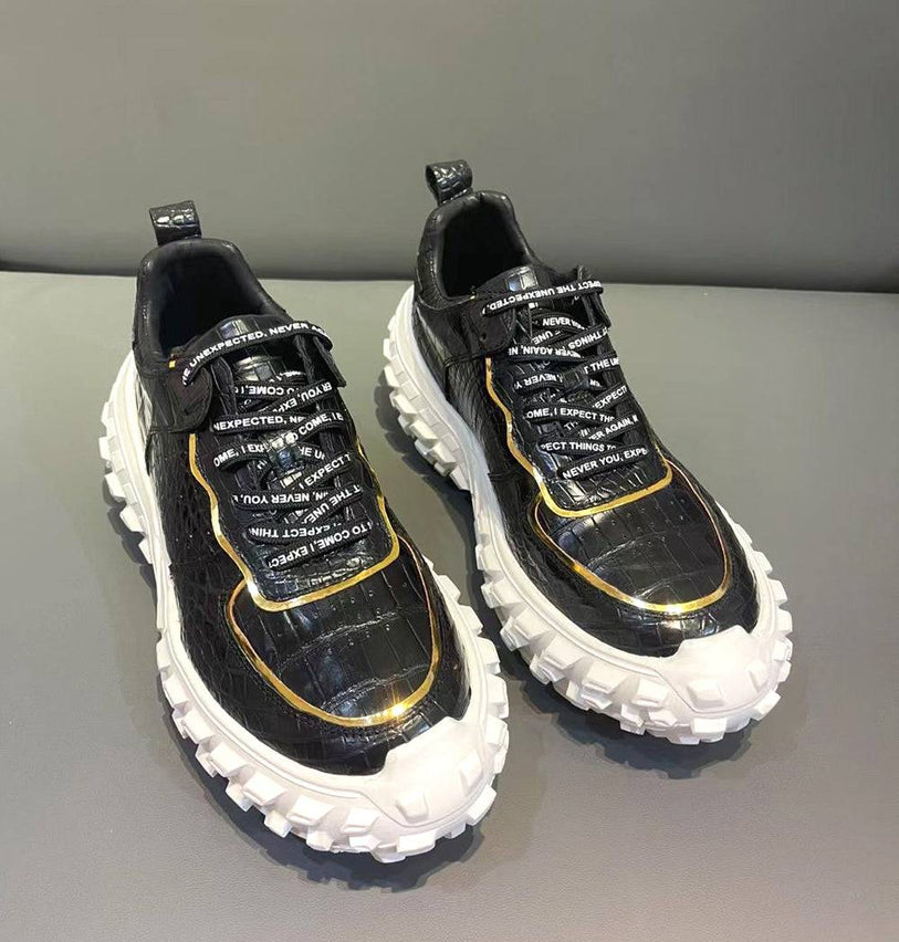 Crocodile Shoes Crocodile Leather Rubber Platform Sneakers