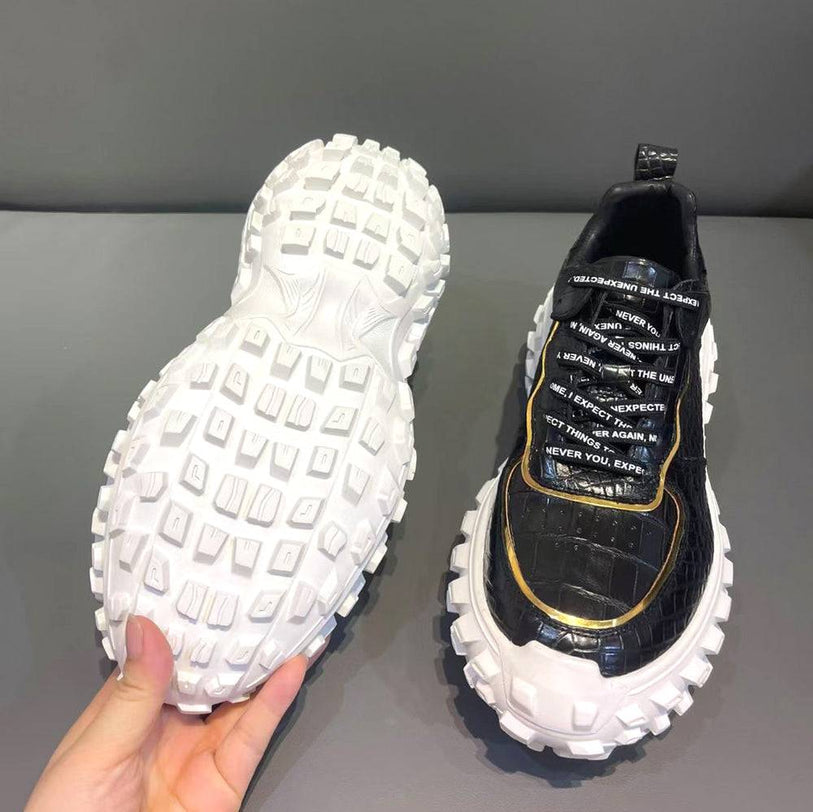 Crocodile Shoes Crocodile Leather Rubber Platform Sneakers