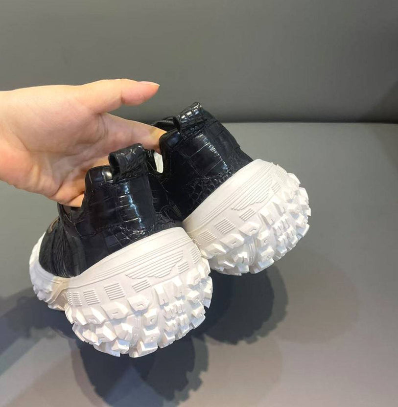Crocodile Shoes Crocodile Leather Rubber Platform Sneakers