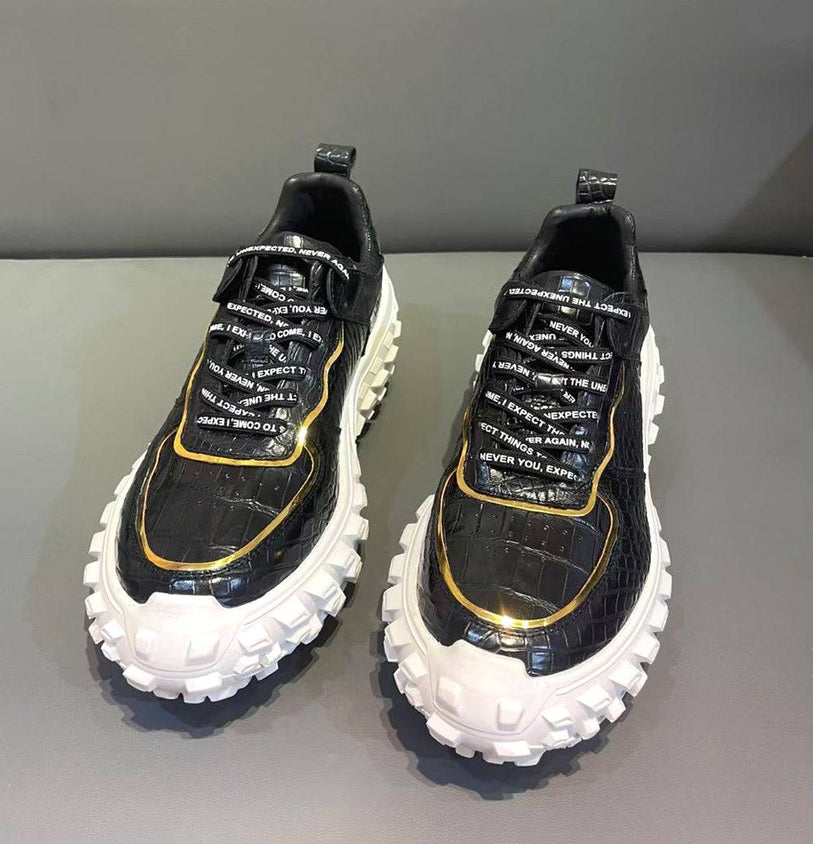 Crocodile Shoes Crocodile Leather Rubber Platform Sneakers
