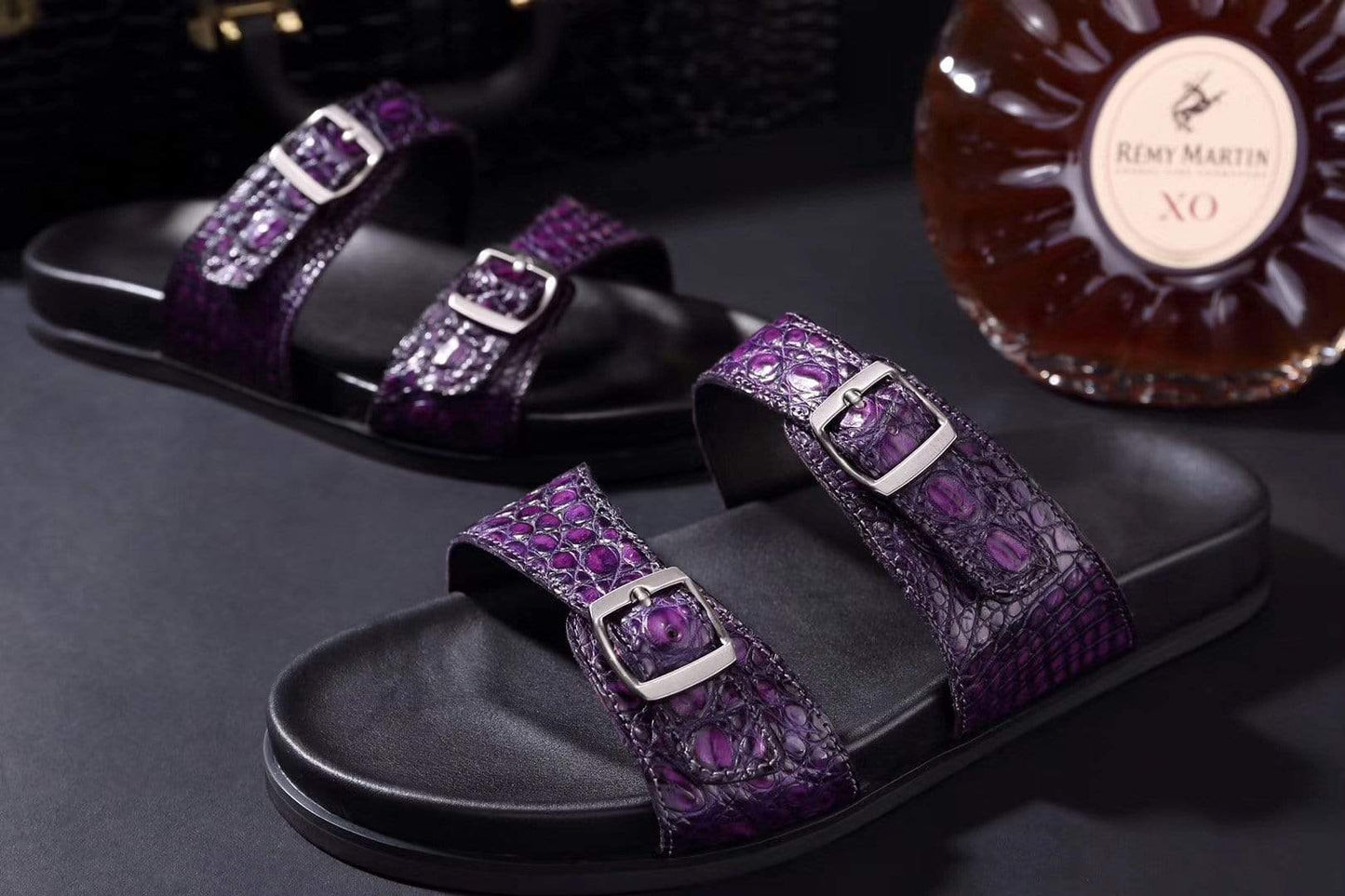 Crocodile Shoes Crocodile Leather Sandals Purple