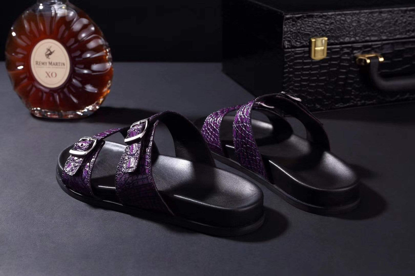 Crocodile Shoes Crocodile Leather Sandals Purple