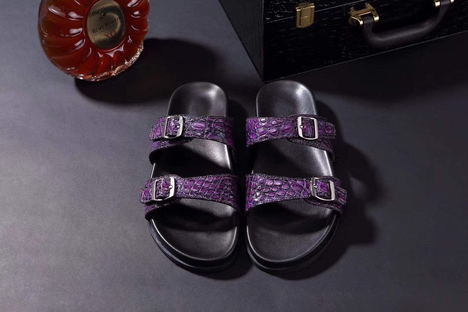 Crocodile Shoes Crocodile Leather Sandals Purple