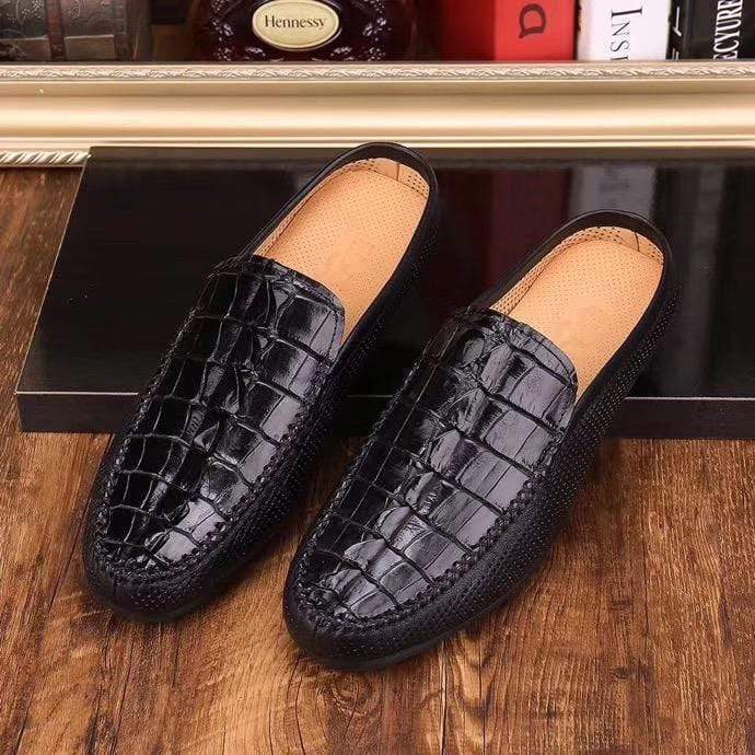 Crocodile Shoes Crocodile Leather  Slipper Mule, Slip on Indoor, Backopen Slipper,Hollow Slippers