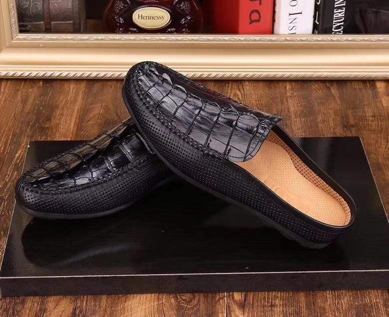 Crocodile Shoes Crocodile Leather  Slipper Mule, Slip on Indoor, Backopen Slipper,Hollow Slippers