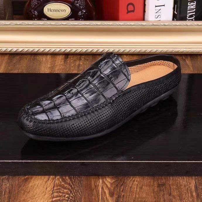 Crocodile Shoes Crocodile Leather  Slipper Mule, Slip on Indoor, Backopen Slipper,Hollow Slippers