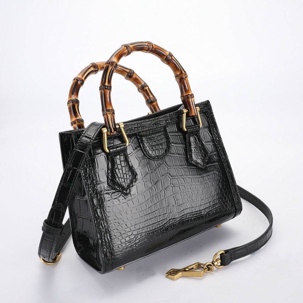 Crocodile Leather Nano Top Handle Cross Body Bag