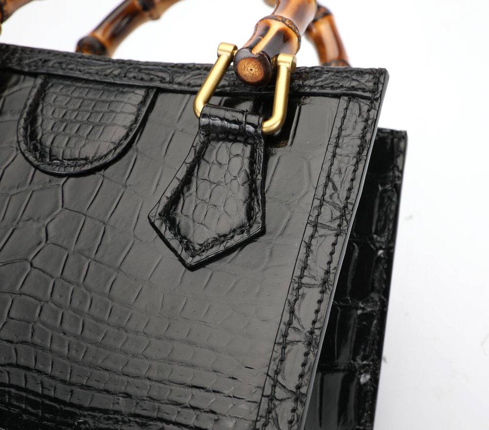 Crocodile Leather Nano Top Handle Cross Body Bag