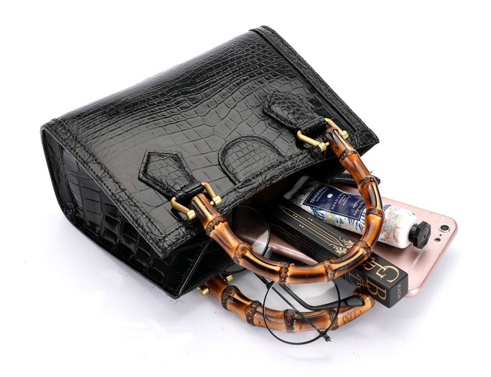 Crocodile Leather Nano Top Handle Cross Body Bag