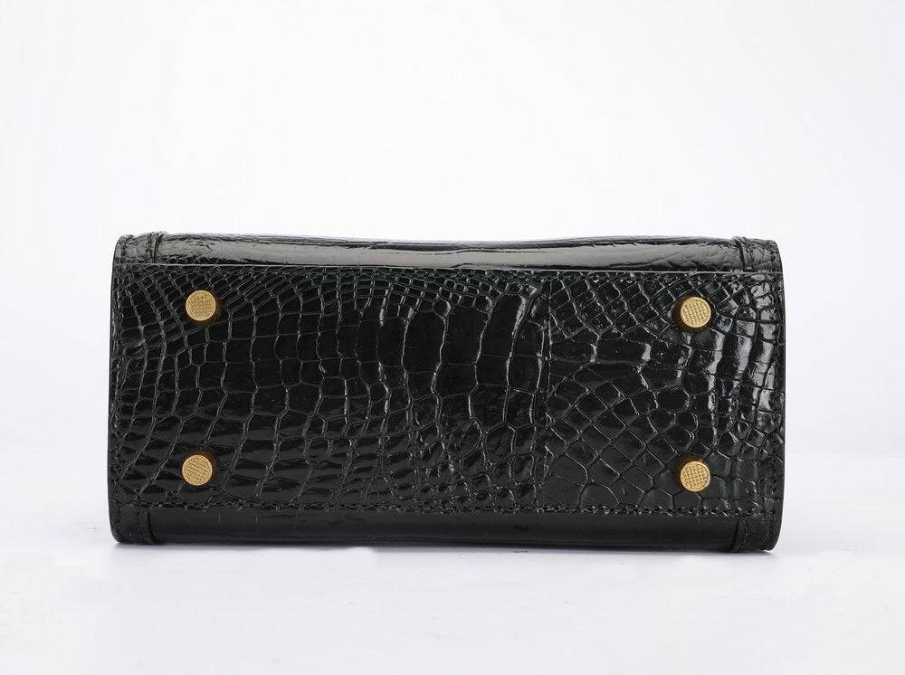 Crocodile Leather Nano Top Handle Cross Body Bag