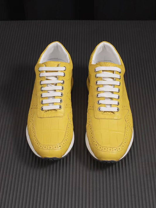 Crocodile Shoes Crocodile Leather Sneaker Shoes Yellow