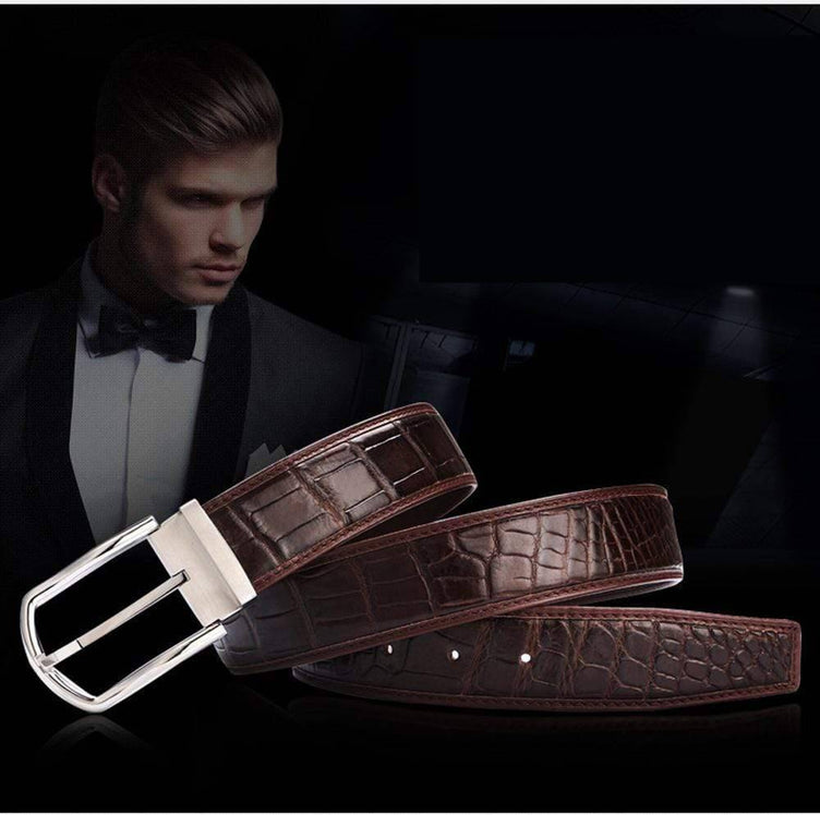Crocodile Skin Belly Leather Belt 4215