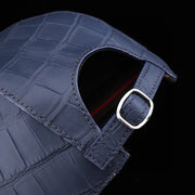 Crocodile Skin Leather Baseball Cap  Dark Blue