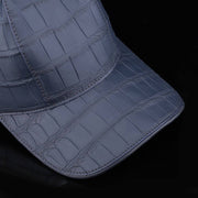 Crocodile Skin Leather Baseball Cap  Dark Blue