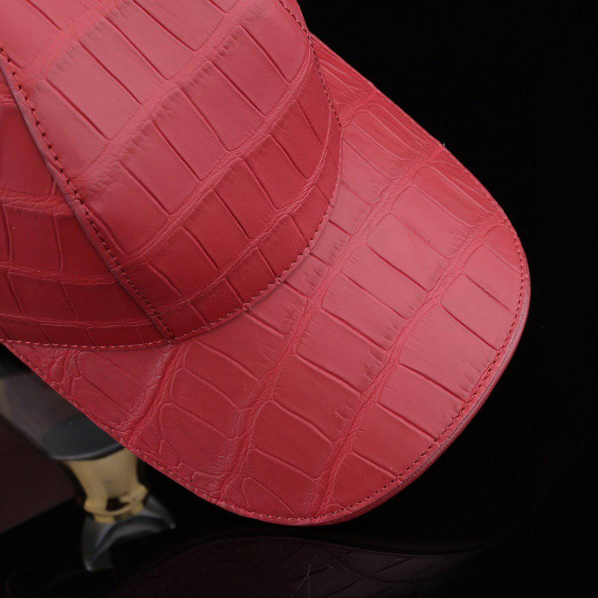 Crocodile Skin Leather Baseball Cap Red