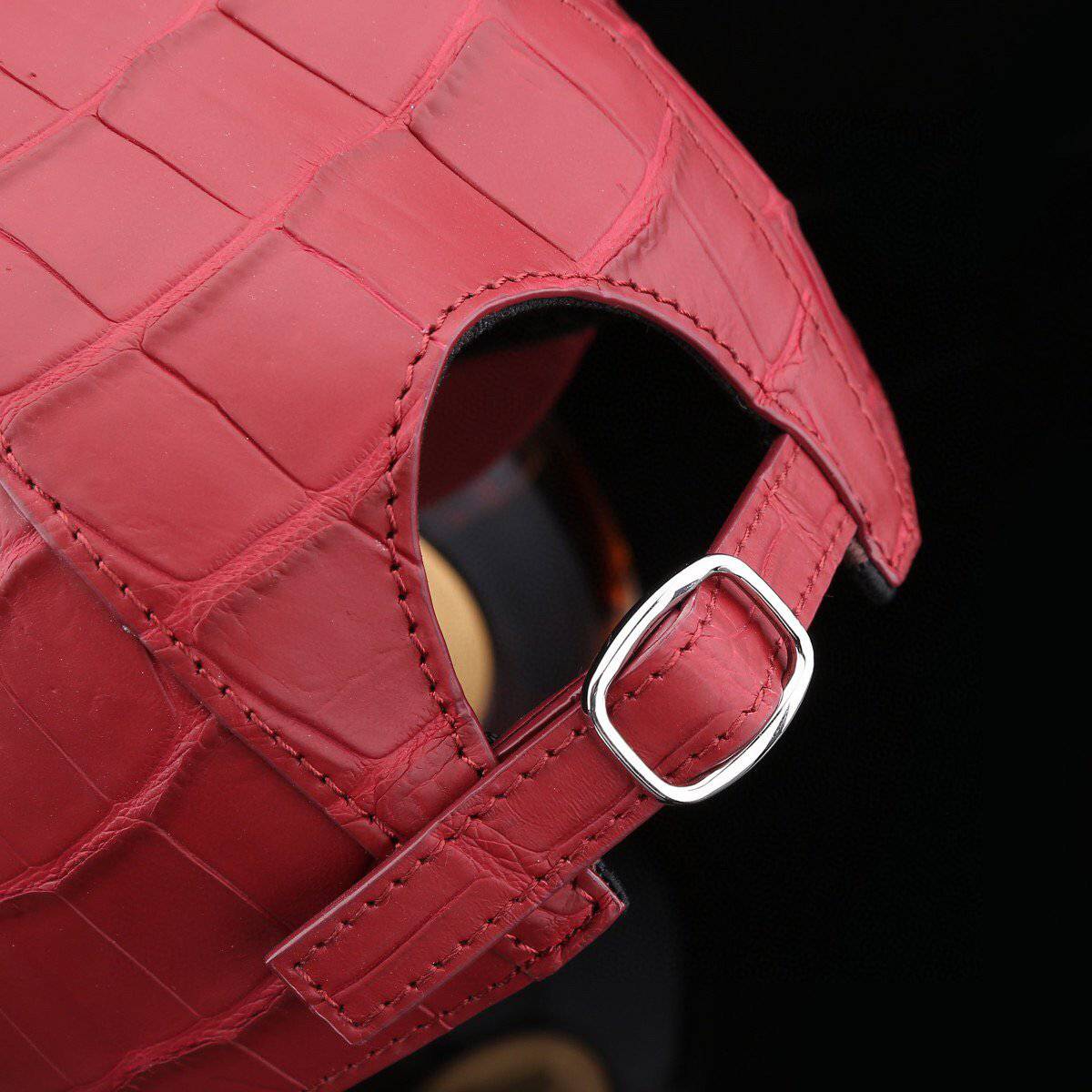 Crocodile Skin Leather Baseball Cap Red