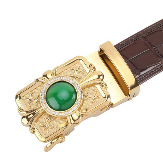 Crocodile Skin Leather Belt With Stone 4260