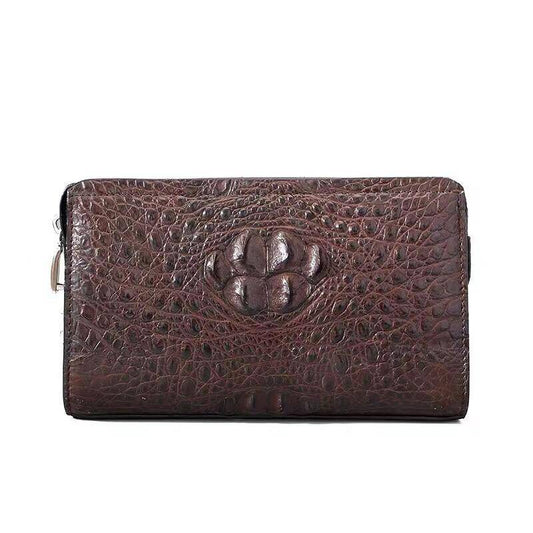 Crocodile Skin Leather Business Code Lock Wallet With Wrist Strap Credit Card Cash Clutch Bags