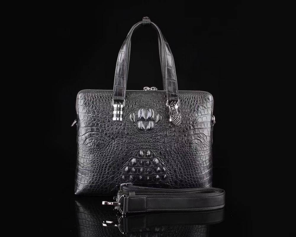 Crocodile Skin Leather Business Tote Briefcase Bag