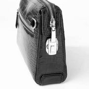 Crocodile Skin Leather Travel Orgainzer Write Clutch Bag- Black