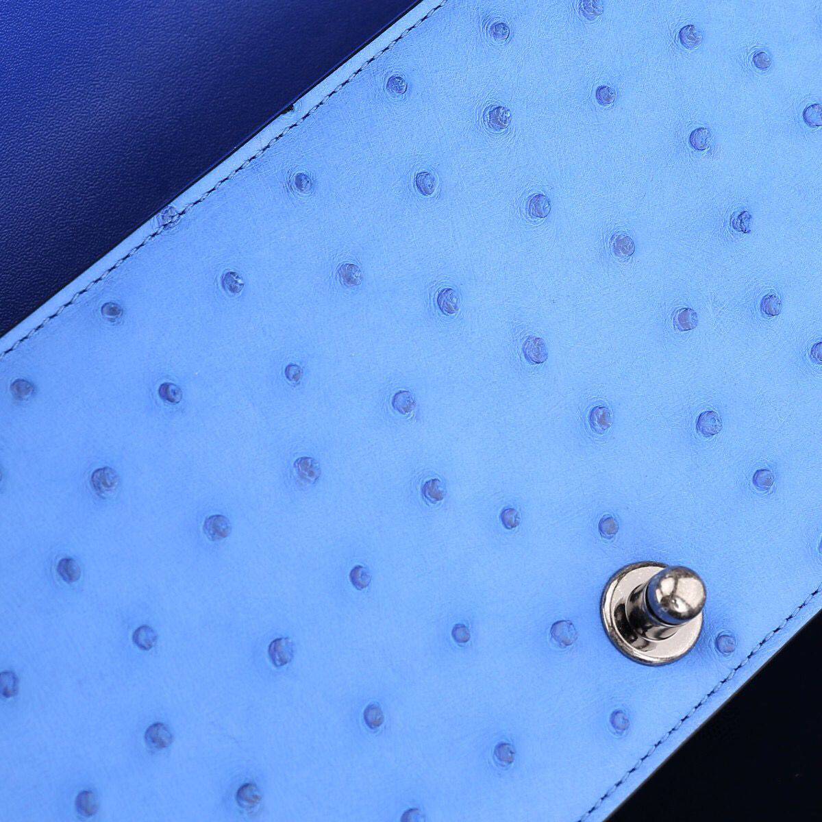 GenuinePearl Stingray Skin Leather Flap Purse Cross Body Shoulder Bag Blue