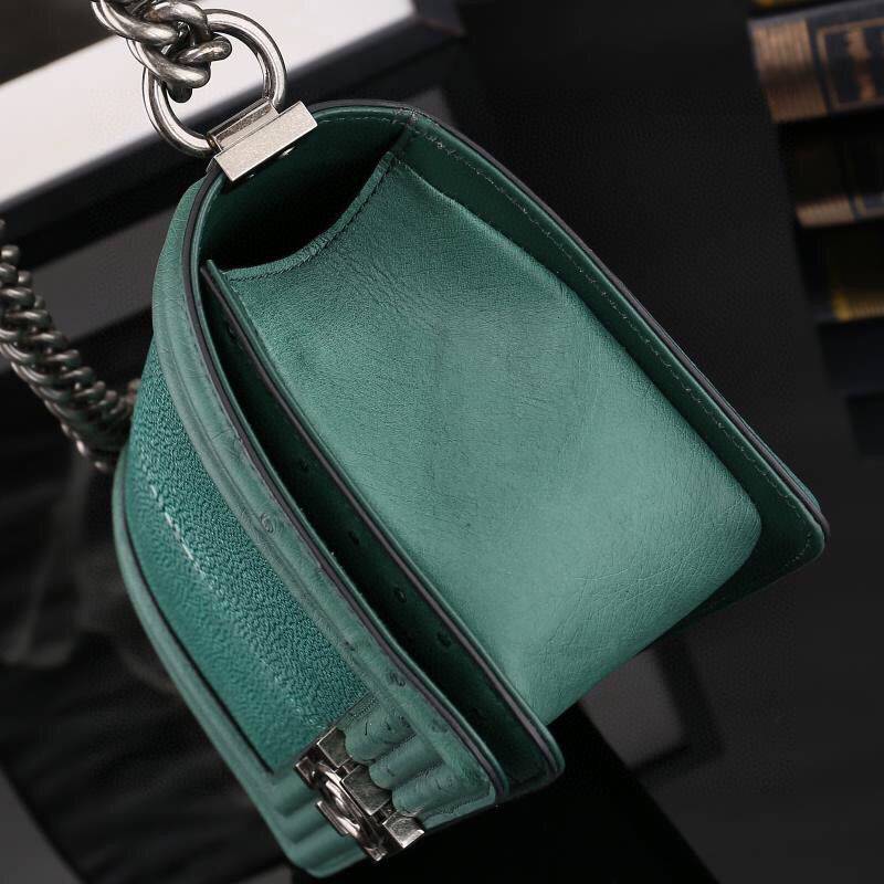 GenuinePearl Stingray Skin Leather Flap Purse Cross Body Shoulder Bag Green